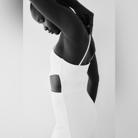 Zara Cut Out Midi Bodycon Shower Bridal Wedding Dress - Picture 8 of 12